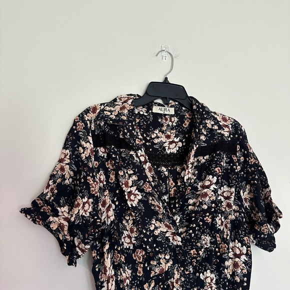 Aura Black Floral Midi Dress - Picture 2 of 5